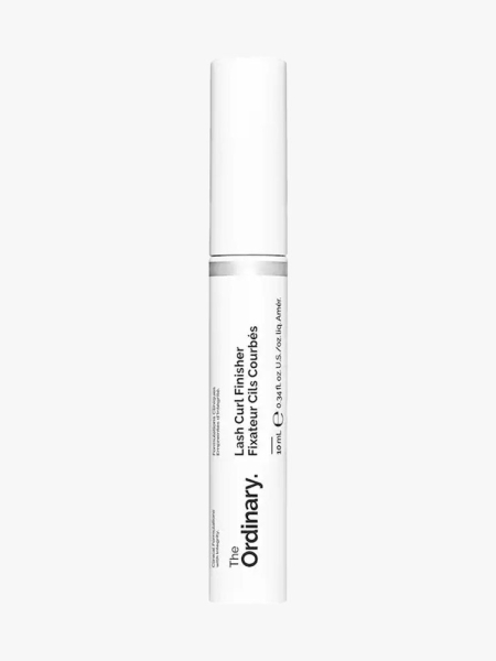 The Ordinary Lash Curl Finisher in branded component on a light gray background